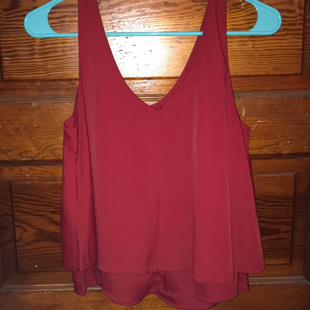 Flowy red chiffon tank top